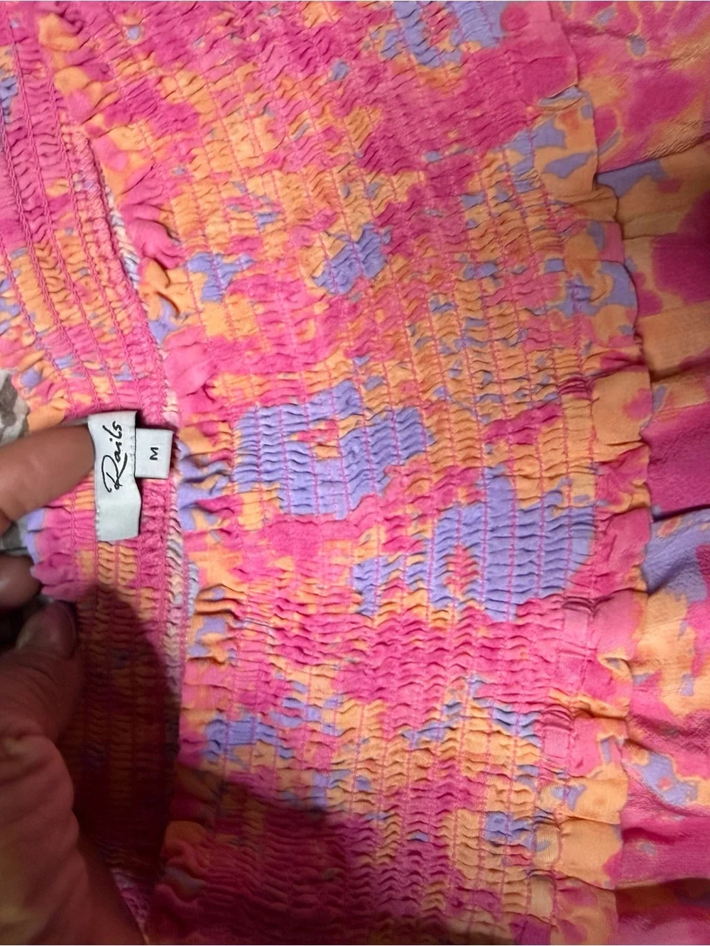 Rails Pink Orange Purple Floral Smocked Mini Skirt